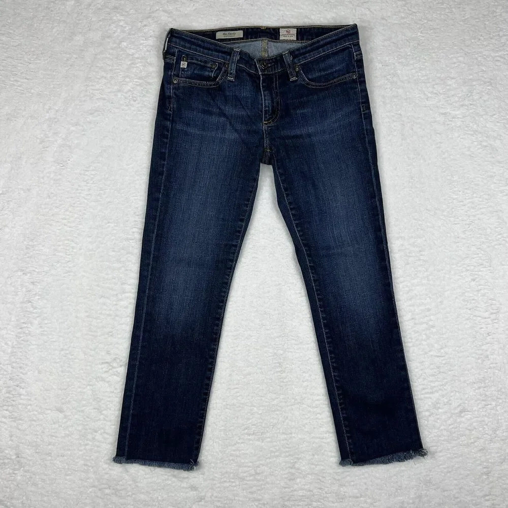Adriano Goldschmied Jeans Womens 27R Blue Wash Stevie Slim Straight Fray Hem USA